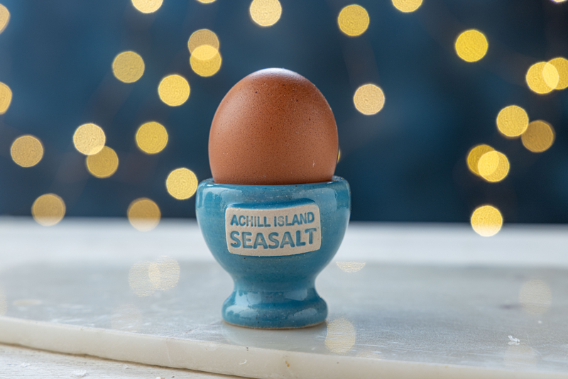 Achill Island Sea Salt Egg Cup  with egg sitting in cup